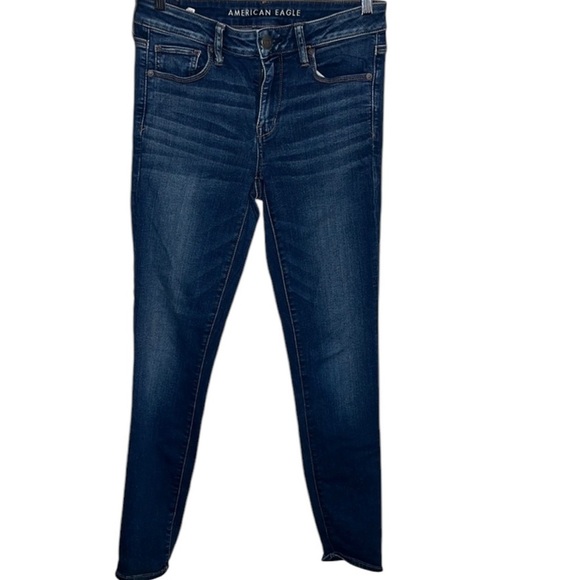 American Eagle Skinny Medium Wash Stretch Jeans Women Size 8 Long - Picture 1 of 6